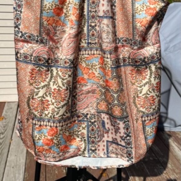 Rachel Zoe Women’s Medium Floral Satin Halter Lrg Back Tie Sleeveless Top Blouse - Picture 2 of 11